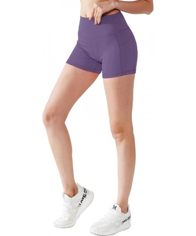 High Waist Athletic Shorts for Womens Yoga Fitness Running Shorts with Deep Pockets Pack of 3:16 Black & Grey & Lavender $14....