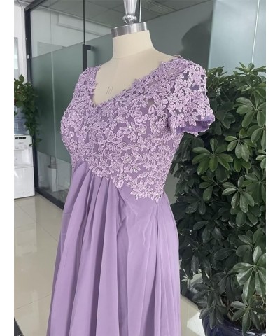 Lace Appliques Mother of The Bride Dresses for Wedding V Neck Chiffon Formal Evening Gowns with Sleeves Grape $32.24 Dresses