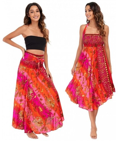 Women's Bohemian Gypsy Dress Skirt 2-in-1 Boho Hippie Thailand Dresses Loose Casual Hippie Beachwear 4 $14.00 Swimsuits