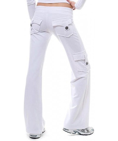 2023 Wide Leg Cargo Pants for Women High Rise Yoga Leggings with Pockets Plus Size Y2K Drawstring Straight Leg Pants White $5...