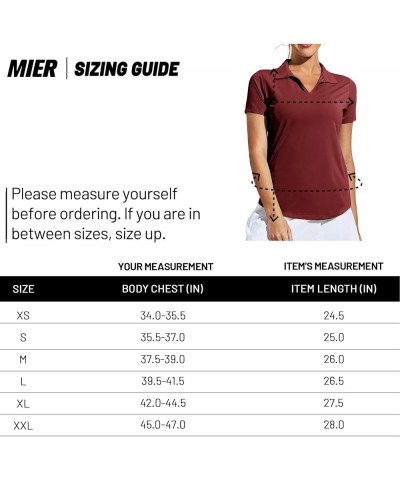 Women's Golf Polo Shirts Collared V Neck Short Sleeve Tennis Shirt, Dry Fit, Moisture Wicking Wine $14.78 Shirts