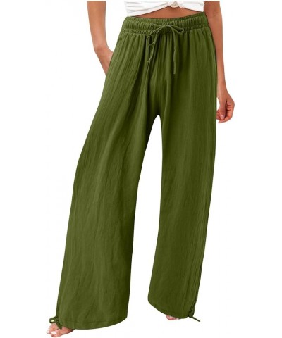 Plus Size Palazzo Pants for Women Trendy High Waisted Drawstring Beach Pants Loose Fit Straight Leg Pants Trousers Ag $8.99 P...