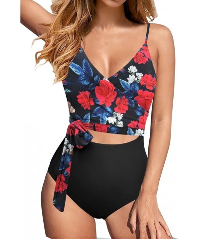 Women's Sexy One Piece Swimsuits Cut Out Monokini V Neck Wrap Criss Cross Swimwear High Waisted Bathing Suits Printed Black $...