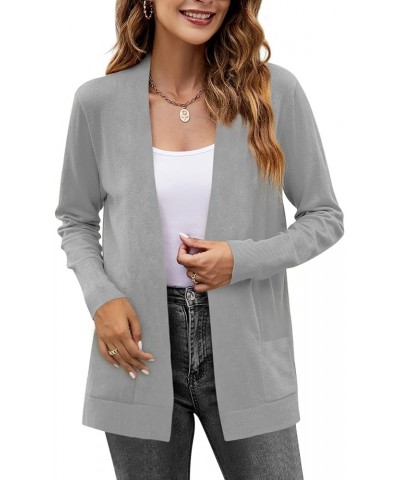 Womens Cardigan Sweater Long Sleeve Open Front Knit Cardigan Sweater with Pockets Grey $18.18 Sweaters