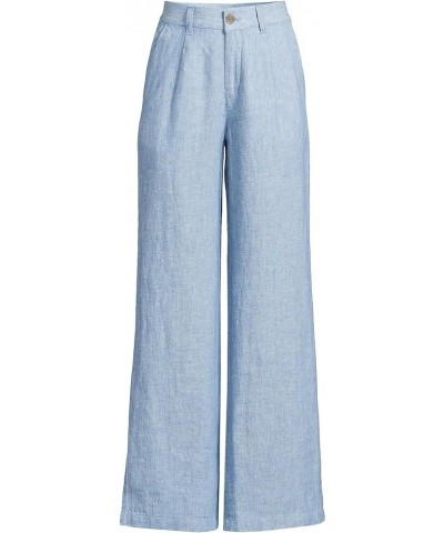 Women's High Rise Wide Leg Linen Pleated Pants Soft Blue Linen $41.48 Pants