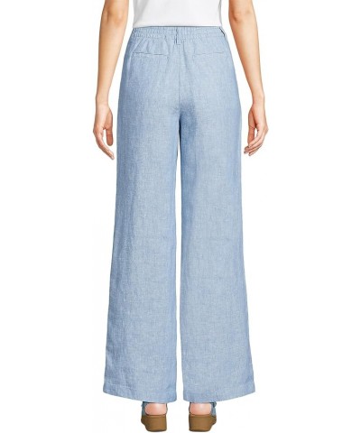 Women's High Rise Wide Leg Linen Pleated Pants Soft Blue Linen $41.48 Pants