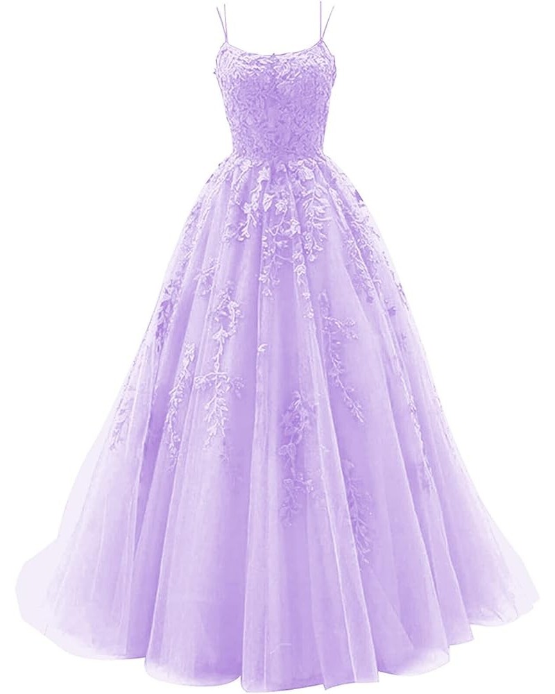 Tulle Prom Dresses for Women Long Ball Gown Lace Appliques A-Line Formal Evening Dress Lilac $40.80 Dresses