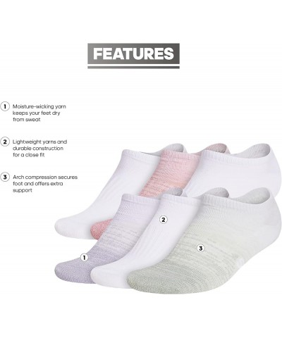 Women's Superlite Badge of Sport No Show Socks (6-pair) White/Linen Green/Silver Green $11.80 Activewear