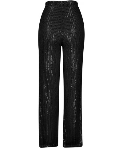 Palazzo Pants for Women Dressy High Waisted Flare Trousers Stylish Loose Lounge Pants Comfy Elegant Wide Leg Pant A01_black $...