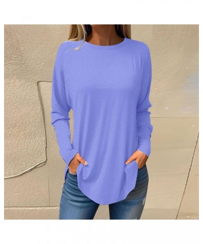 Womens Fall Tops Long Sleeve Shirts Round Neck Blouses Dressy Casual Floral Print Vintage Tees Cute Loose Fit Tunic B-blue $4...