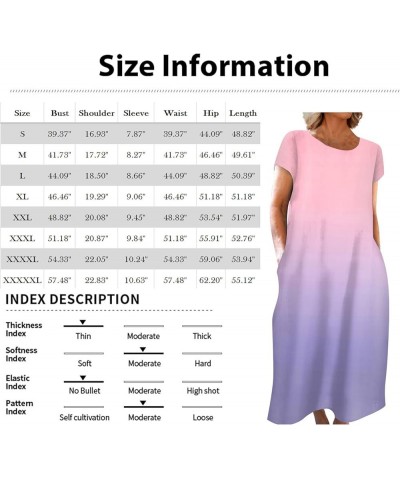 Women's Casual Dress Loose Sundress Long Dress Short Sleeve Pockets Boho Dress Summer O-Neck Beach Vacation Dress 04-pink $10...