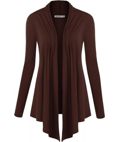 Women's Draped Front Open Cardigan Casual Long Sleeve Lightweight Cardigan Sweaters Duster Wsk850_brown $11.88 Sweaters