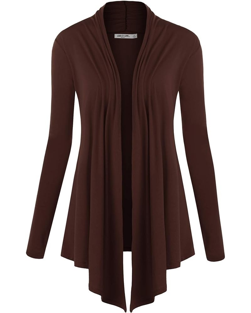 Women's Draped Front Open Cardigan Casual Long Sleeve Lightweight Cardigan Sweaters Duster Wsk850_brown $11.88 Sweaters