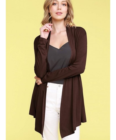 Women's Draped Front Open Cardigan Casual Long Sleeve Lightweight Cardigan Sweaters Duster Wsk850_brown $11.88 Sweaters