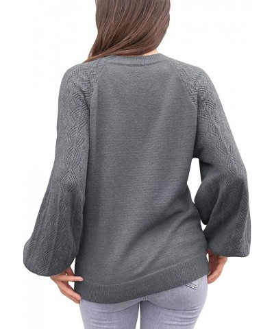 Womens Pullover Sweaters 2023 Casual Long Sleeve V Neck Loose Knit Tops Grey $23.77 Sweaters