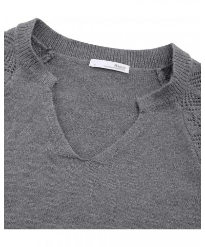 Womens Pullover Sweaters 2023 Casual Long Sleeve V Neck Loose Knit Tops Grey $23.77 Sweaters