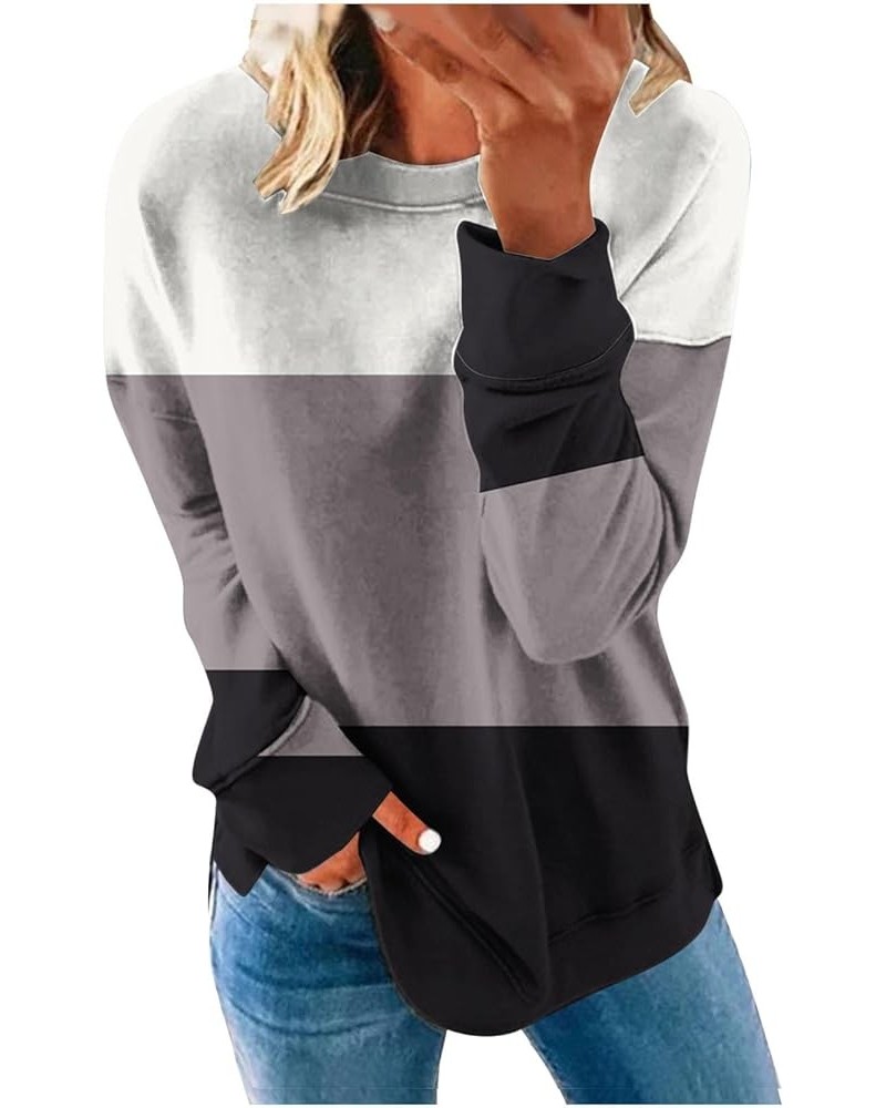 Women's Casual Long Sleeve Shirts 2023 Fall Crewneck Loose Pullover Sweatshirts Going Out Tops Fall Fashion Clothes 5-white $...