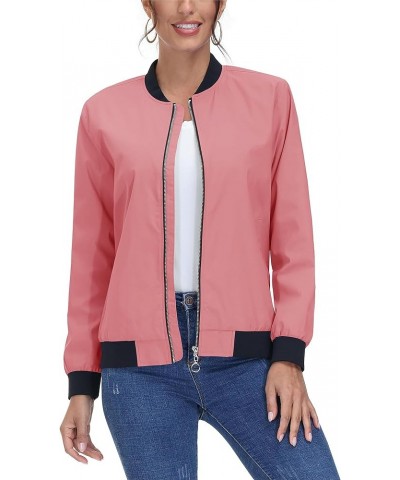 Women's Bomber Jackets Lightweight Casual Zip Up Jackets Spring Windbreaker Outerwear Grey Pink $18.38 Jackets