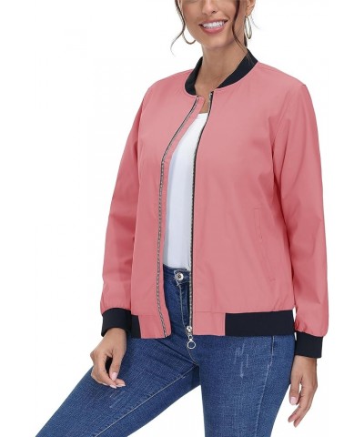 Women's Bomber Jackets Lightweight Casual Zip Up Jackets Spring Windbreaker Outerwear Grey Pink $18.38 Jackets