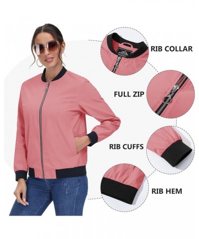 Women's Bomber Jackets Lightweight Casual Zip Up Jackets Spring Windbreaker Outerwear Grey Pink $18.38 Jackets