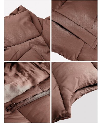 Womens Puffer Vest Zip Up Sleeveless Stand Collar Padded Jacket Coat with Pockets Brown $13.99 Vests