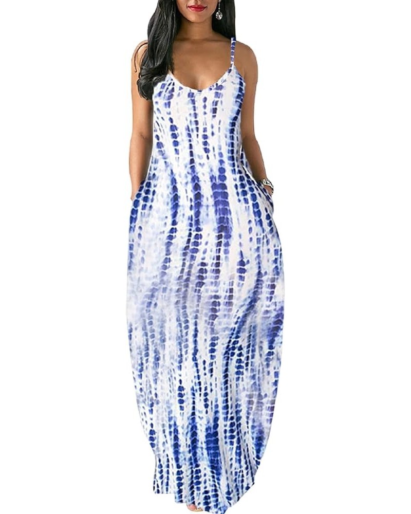 Maxi Dress for Women Beach Vacation Summer Casual Floral Printed Bohemian Long Sundress with Pockets Blue10647 $17.81 Dresses