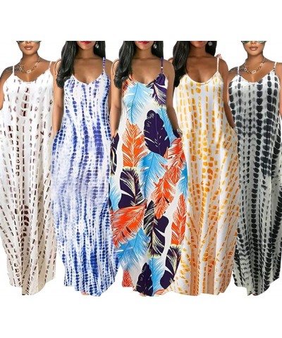 Maxi Dress for Women Beach Vacation Summer Casual Floral Printed Bohemian Long Sundress with Pockets Blue10647 $17.81 Dresses