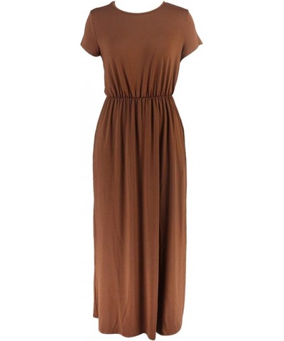 Womens Maxi Dress Causal Loose Half-Sleeve Dress Pockets Elastic Waist Daily Life Work for Summer Brown $11.00 Others