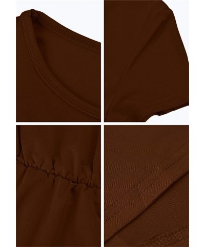 Womens Maxi Dress Causal Loose Half-Sleeve Dress Pockets Elastic Waist Daily Life Work for Summer Brown $11.00 Others