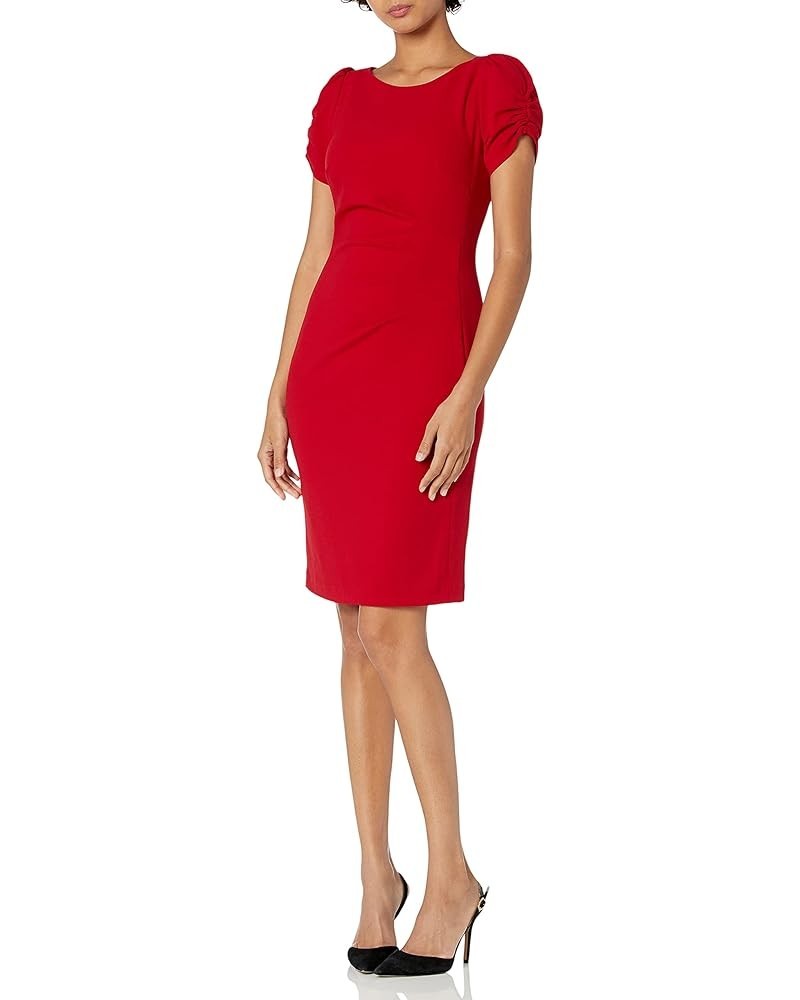 Women's Crepe Side Rouched Sheath Dress Aplle $33.04 Dresses