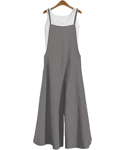 Women's Summer Cotton Linen Overalls Jumpsuits Plain Casual Loose Long Bib Harem Pants Rompers with Pocket (White, M) Small Y...