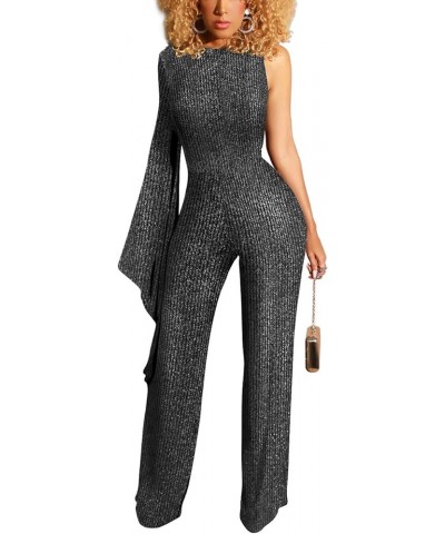 Women's Sexy Sparkly Jumpsuits Clubwear Long Sleeve Elegant Party Rompers High Waisted Wide Leg Pants 9466silver-1 $23.77 Jum...