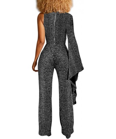 Women's Sexy Sparkly Jumpsuits Clubwear Long Sleeve Elegant Party Rompers High Waisted Wide Leg Pants 9466silver-1 $23.77 Jum...