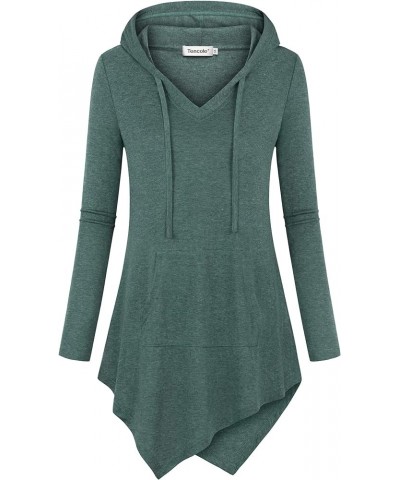 Womens Hoodies Pullover Sweatshirts Long Sleeve Tops Casual Tunic with Pocket Greengrey $12.00 Hoodies & Sweatshirts