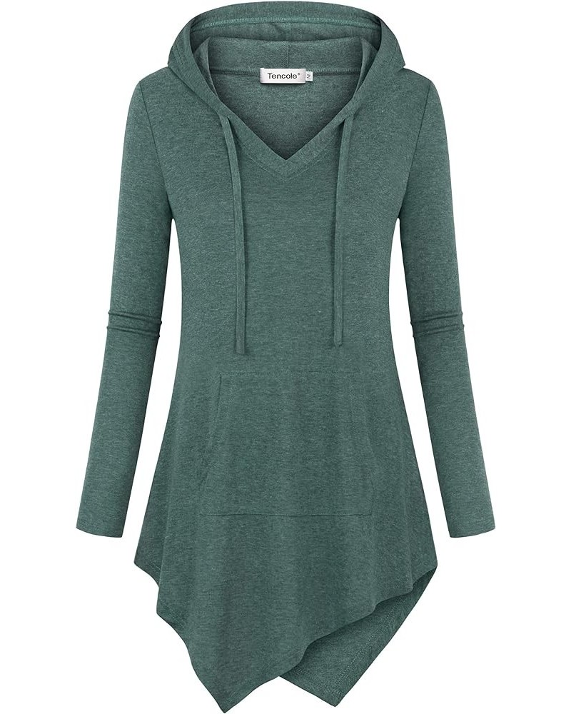 Womens Hoodies Pullover Sweatshirts Long Sleeve Tops Casual Tunic with Pocket Greengrey $12.00 Hoodies & Sweatshirts