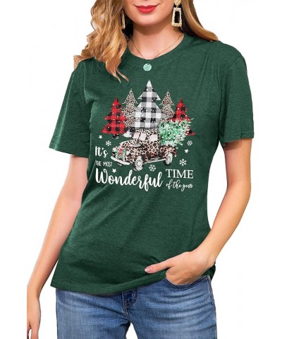 Merry Christmas Shirts for Women Xmas Buffalo Plaid Tree Shirt Top Short Sleeve Casual Graphic Print T Shirt Green-3 $11.79 T...