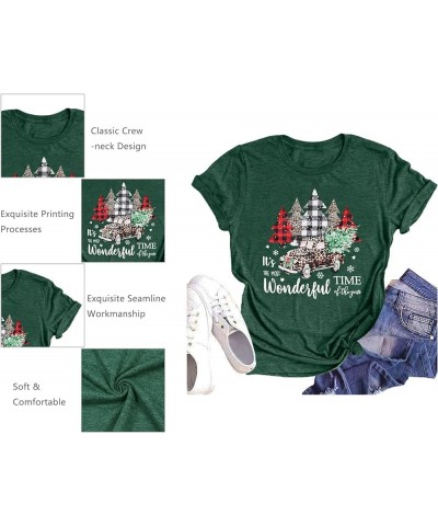 Merry Christmas Shirts for Women Xmas Buffalo Plaid Tree Shirt Top Short Sleeve Casual Graphic Print T Shirt Green-3 $11.79 T...