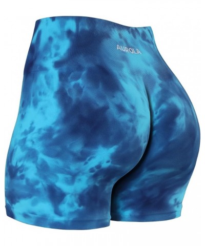 Dream Tie Dye Workout Shorts for Women Seamless Scrunch Soft Active Shorts Blue Fire Tie Dye $20.51 Activewear