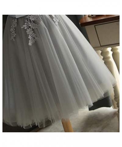 Grey Bridesmaid Dresses Floral Lace Wedding Grey Dress Floor Length Dress Formal Vestidos for Women Grey $23.95 Dresses