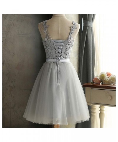 Grey Bridesmaid Dresses Floral Lace Wedding Grey Dress Floor Length Dress Formal Vestidos for Women Grey $23.95 Dresses