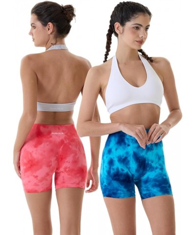 Dream Tie Dye Workout Shorts for Women Seamless Scrunch Soft Active Shorts Blue Fire Tie Dye $20.51 Activewear