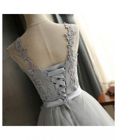 Grey Bridesmaid Dresses Floral Lace Wedding Grey Dress Floor Length Dress Formal Vestidos for Women Grey $23.95 Dresses