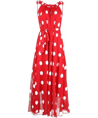 Women's Summer Floral Long Beach Maxi Dress Lightweight Sundress Red Polkadot $18.90 Dresses