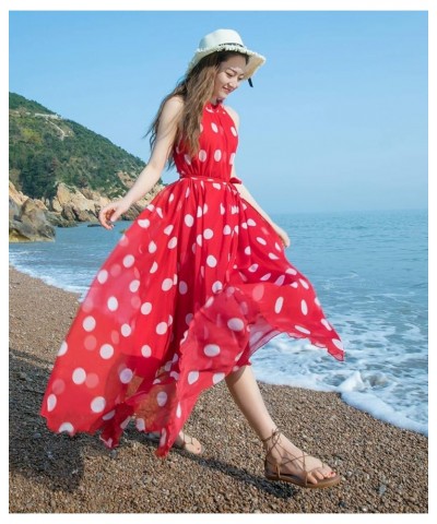 Women's Summer Floral Long Beach Maxi Dress Lightweight Sundress Red Polkadot $18.90 Dresses