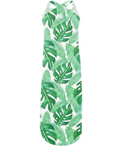 Women's Casual Loose Sundress Long Dress Sleeveless Split Maxi Dresses Summer Beach Dress with Pockets 16-green $6.15 Activewear