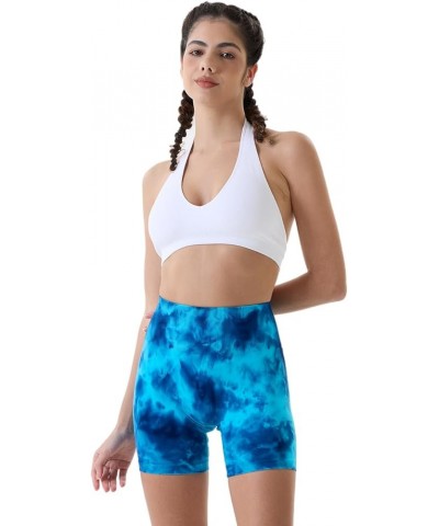 Dream Tie Dye Workout Shorts for Women Seamless Scrunch Soft Active Shorts Blue Fire Tie Dye $20.51 Activewear