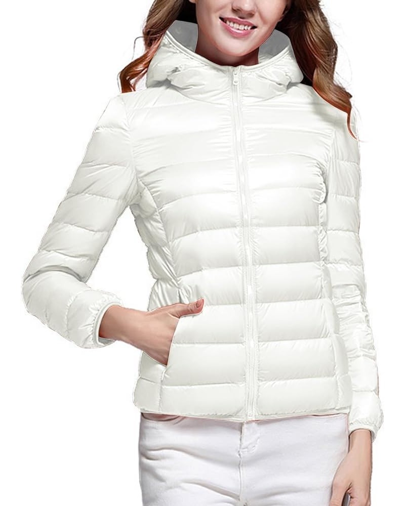 Down Coats For Women Dressy Lightweight Long Sleeve Zip Puffer Casual Cute Hooded Insulated Padded Puffy Jackets With Pocket ...