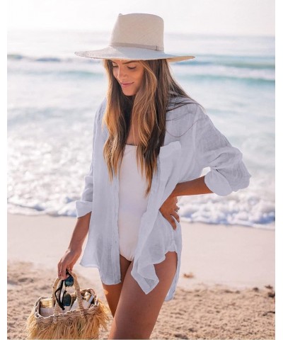 Women's Swimsuits Cover ups Shirts Bathing Suit Beachwear Button Down Shirt Long Sleeve Blouse 1-misty Grey $11.99 Swimsuits