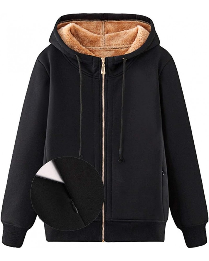 Women's Zip Up Sherpa Fleece Lined Hoodie Sweatshirt Cardigan Jacket Black Zip Pockets $20.25 Hoodies & Sweatshirts