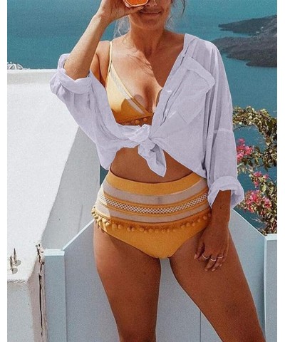 Women's Swimsuits Cover ups Shirts Bathing Suit Beachwear Button Down Shirt Long Sleeve Blouse 1-misty Grey $11.99 Swimsuits